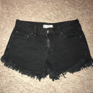 Free People Black denim shorts